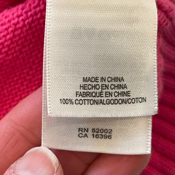 Liz Claiborne Pink Cotton Long Sleeve Turtleneck Sweater Gold Button Neck, L - Picture 5 of 10